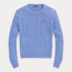 Ralph Lauren Chunky Knit Crewneck Sweater Vintage Blue Knitted Jumper Winter